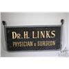 Image 2 : Vintage metal framed " Dr. H. Links Physician & Surgeon" sign 14" X 30"