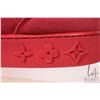 Image 15 : Pair of vintage red leather shoes marked "Louis Vuitton and Kanye West" Don red style, Size 8. Seria