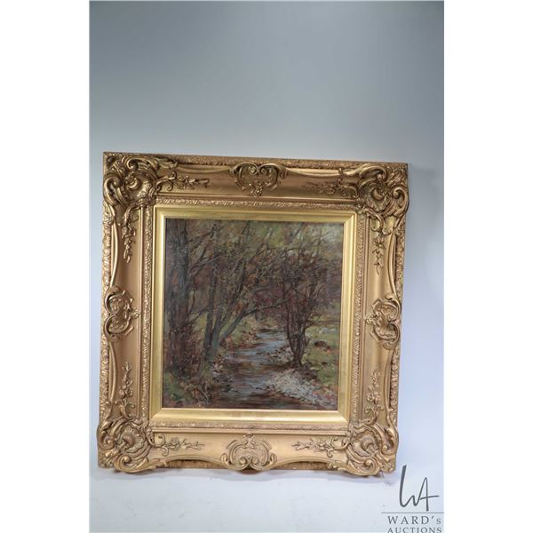 Antique gilt framed oil on canvas painting titled on verso  Coulter Water  A.K. Brown RSA and initia