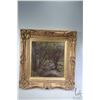 Image 1 : Antique gilt framed oil on canvas painting titled on verso "Coulter Water" A.K. Brown RSA and initia