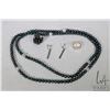 Image 1 : 46" genuine black pearl necklace with diamante beads, a black pearl ring plus a sterling band and pa