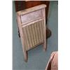 Image 2 : Mid 20th century single door smoker's cabinet, a wood and cast bridge lamp and a wood and brass "The