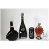 Image 1 : Three full sealed bottles of vintage wine including fish motif bottle no label, a grape motif bottle