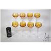 Image 1 : Eight vintage Nachtmann amber cut to clear tall hock wine glasses, 8 1/4" in height
