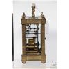 Image 2 : Antique brass carriage clock with Arabic numeral enamel dial, beveled glass panel, includes key, not