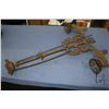 Image 1 : Antique metal ceiling fixture to hold two oil lamps, 36" high, with spring and lever mechanism to lo