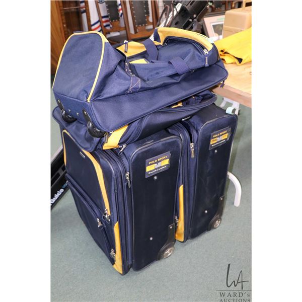 Selection of Ralph Lauren Polo Sport luggage including suitcases and carry-on, all with rollers, plu