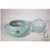 Image 1 : Five gallon, double handled and lidded Medalta crock, and a vintage Zanesville Pottery jardinere and