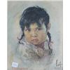 Image 2 : Two vintage framed prints including Nicholas del Grandmaison portrait of a young girl and "The Black