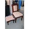 Image 1 : Antique tapestry upholstered side chair with a modern stool