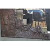 Image 2 : Wall mirror in tin base relief coach motif silhouette, outside dimensions 20" X 36". Note: Not avail