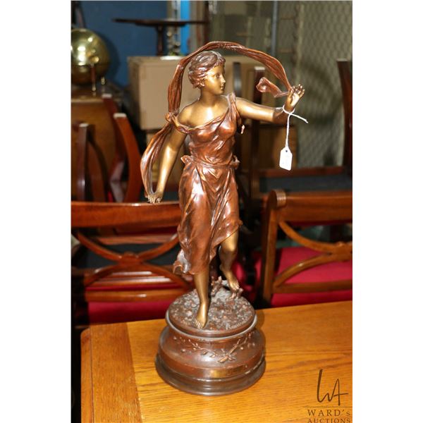 Pair of complimenting Spelter figures "Brises-Du- Sud par Rancoulet" each on a plinth and each 22" i