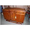 Image 1 : English oak Art Deco sideboard with decorative center panel and original pulls 37" X 55"