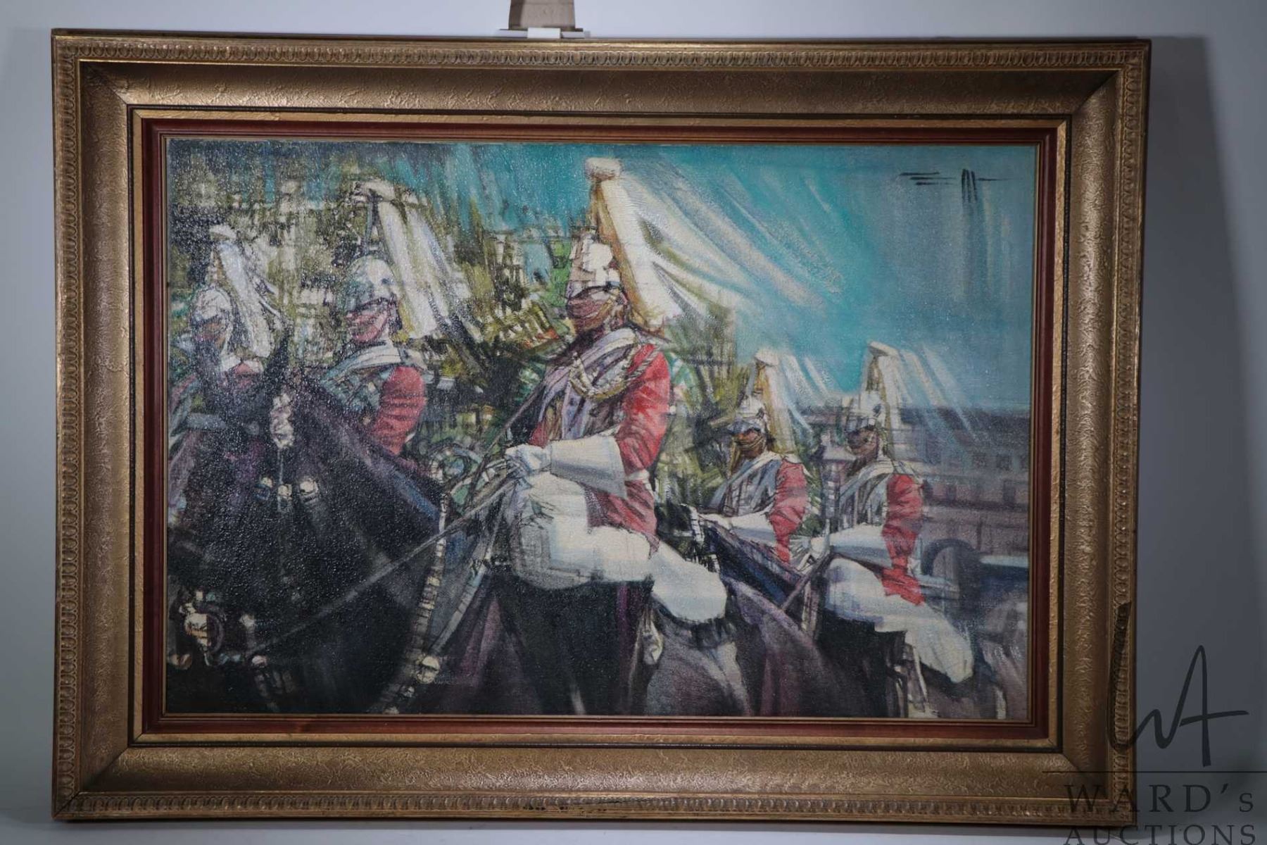 Eric Mathison Artist Framed oil on canvas painting of the British Calvary on parade ...