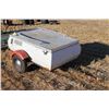 Image 1 : Small covered utility trailer with box, 64" long X 45" wide, no serial number found    Please note: 