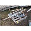 Image 2 : Selection of metal items including heavy duty shop made saw horse, 57" high unidentified pressure ta