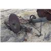 Image 1 : Approximately 24" diameter saw blade with axel attached to timbers    Please note: Viewing to take p
