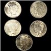 Image 1 : (5) Misc Peace Dollars UNCIRCULATED