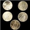 Image 2 : (5) Misc Peace Dollars UNCIRCULATED