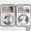 Image 1 : 2012-S Set (2) Silver Eagle NGC-PF69 1 UC, 1 Rev