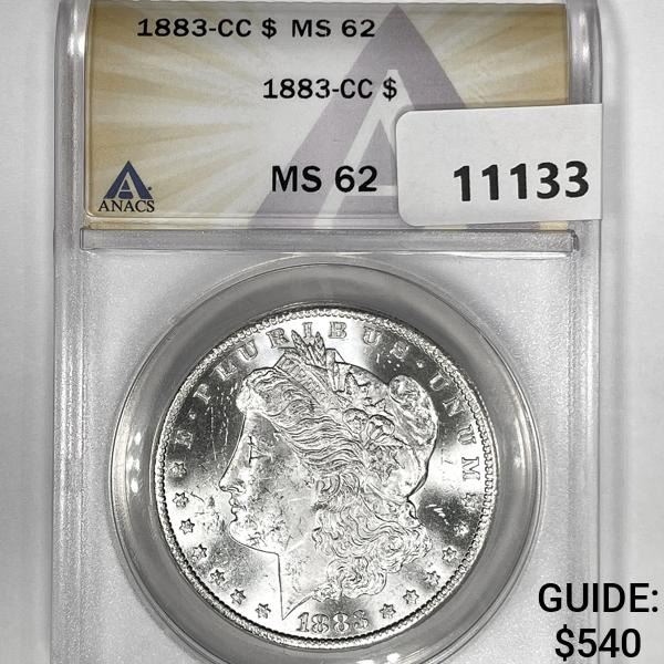 1883-CC Morgan Silver Dollar ANACS-MS62