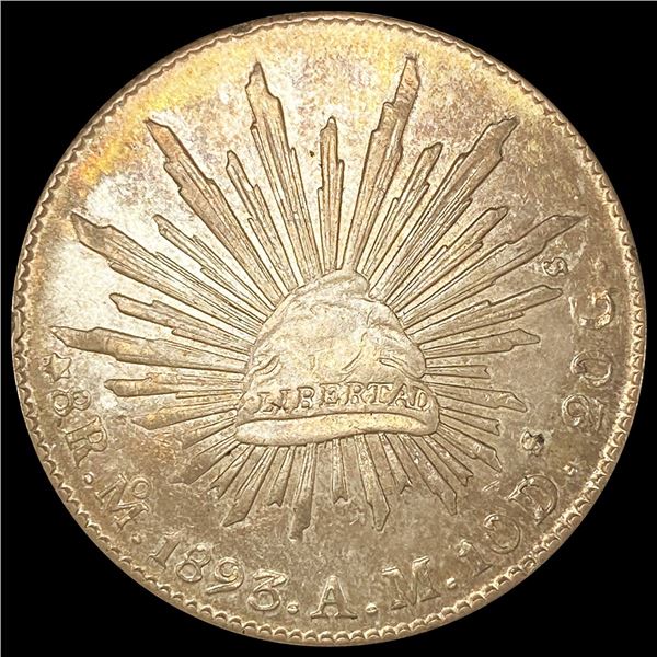 1893 Mexico 8 Reales ABOUT UNCIRCULATED