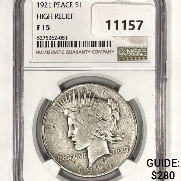 1921 Silver Peace Dollar NGC-F15