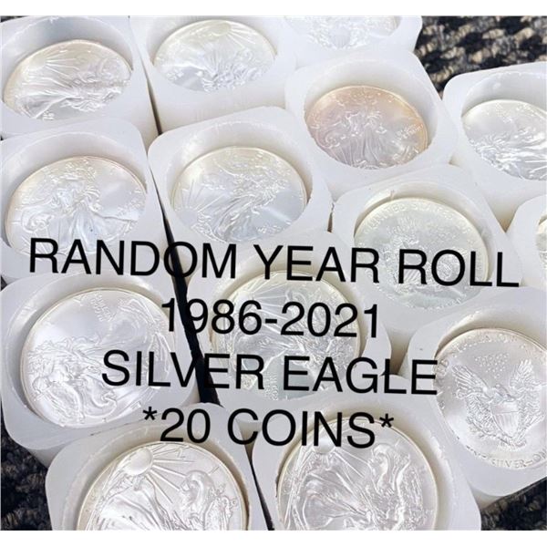 1986-2021 Silver Eagle Roll RANDOM YEAR GEM BU