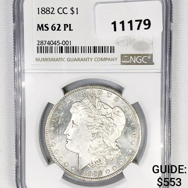 1882-CC Morgan Silver Dollar NGC-MS62 PL