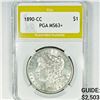 Image 1 : 1890-CC Morgan Silver Dollar PGA-MS63+