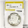 Image 1 : 1891-CC Morgan Silver Dollar PGA-MS65+ PL