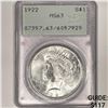 Image 1 : 1922 Silver Peace Dollar PCGS-MS63