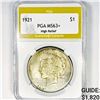 Image 1 : 1921 Silver Peace Dollar PGA-MS63+ High Relief