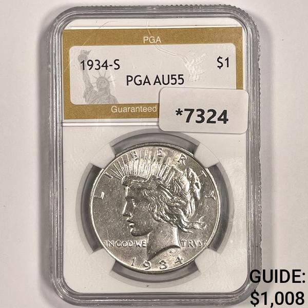 1934-S Silver Peace Dollar PGA-AU55