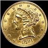 Image 1 : 1881 $5 Gold Half Eagle CHOICE BU