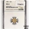 Image 1 : 1851 Rare Gold Dollar NGC-MS61