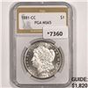 Image 1 : 1881-CC Morgan Silver Dollar PGA-MS65