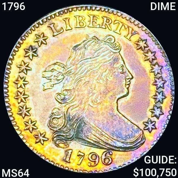 1796 Draped Bust Dime CHOICE BU