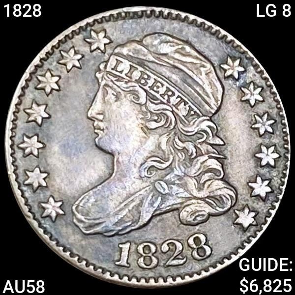 1828 LG 8 Capped Bust Dime CHOICE AU