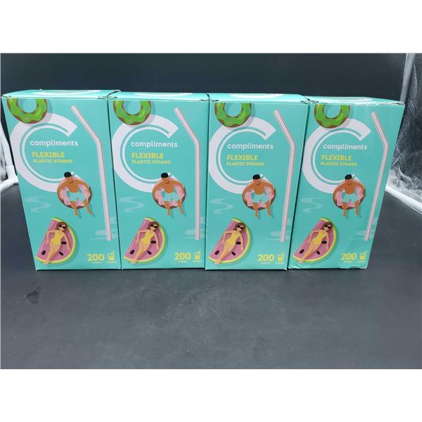 Compliments Flexible Plastic Straws (4 x 200)