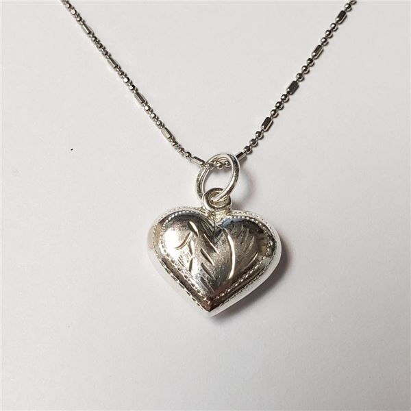 Silver Heart 20" Necklace (~Size )(Ring is resizable for $40) (~length inches), Suggested Retail Val