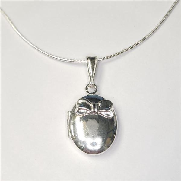 Silver Locket 18" Necklace (~Size )(Ring is resizable for $40) (~length 18"inches), Suggested Retail