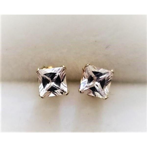 14K Yellow Gold Cubic Zirconia Earrings (~Size )(Ring is resizable for $40) (~length inches), Sugges