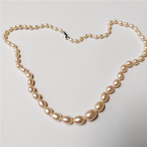 Silver Fresh Water Pearl 18" Necklace (~Size )(Ring is resizable for $40) (~length inches), Suggeste