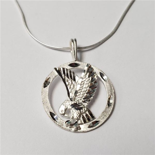 Silver Eagle 18" Necklace (~Size )(Ring is resizable for $40) (~length inches), Suggested Retail Val