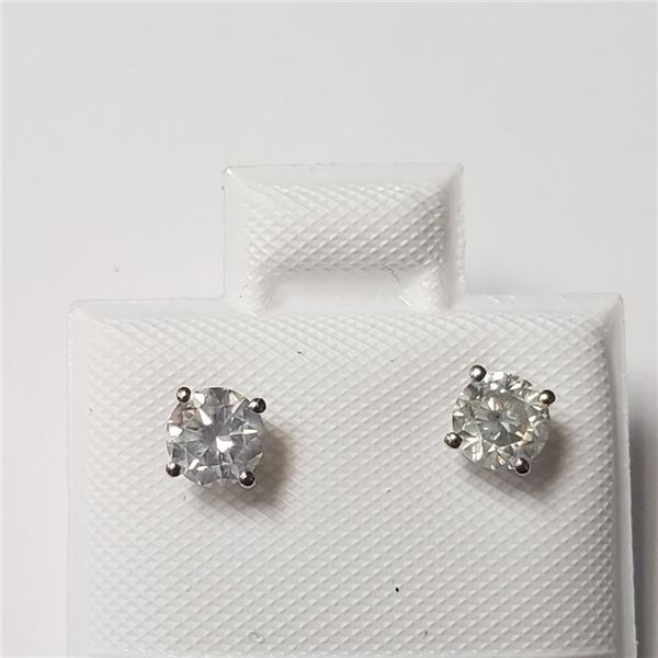 14K White Gold Diamond (0.6Ct,I2-3,G-H) Earrings  (~weight 0.55g), Made in Canada, Appraised Retail 