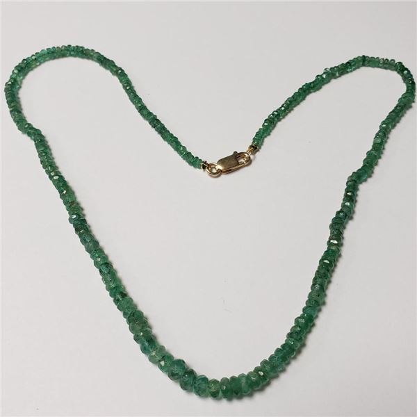 10K Yellow Gold Emerald 16"(45ct) Necklace  (~length 16"inches) (~weight 9.4g), Made in Canada, Appr