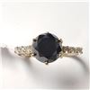 Image 1 : 10K Yellow Gold Black Diamond(2.4ct) Diamond(0.2ct) Ring (~Size 6.5) (~weight 2.61g), Made in Canada