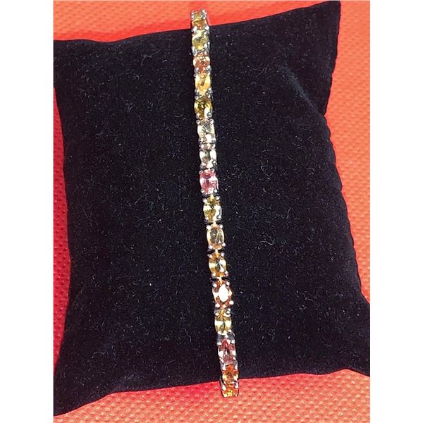 Ladies .925 Silver Natural Sapphires 9.6 Carat Tennis Bracelet with Certificate Valued $1800.00