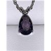 Image 2 : Tear Drop Solitaire 1.1 Carat Pear Cut Amethyst Pendant with chain Set